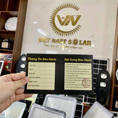 thẻ bảo hành đèn năng lượng mặt trời Việt Nhật Solar mặt trong