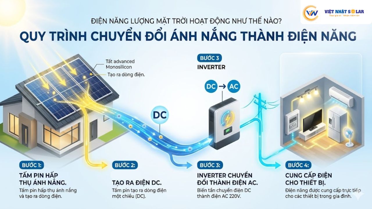 Năng Lượng Mặt Trời Là Gì?1 Xu Hướng Sử Dụng Điện Năng Lượng Mặt Trời Tại Việt Nam 8 Điện năng lượng mặt trời hoạt động như thế nào?