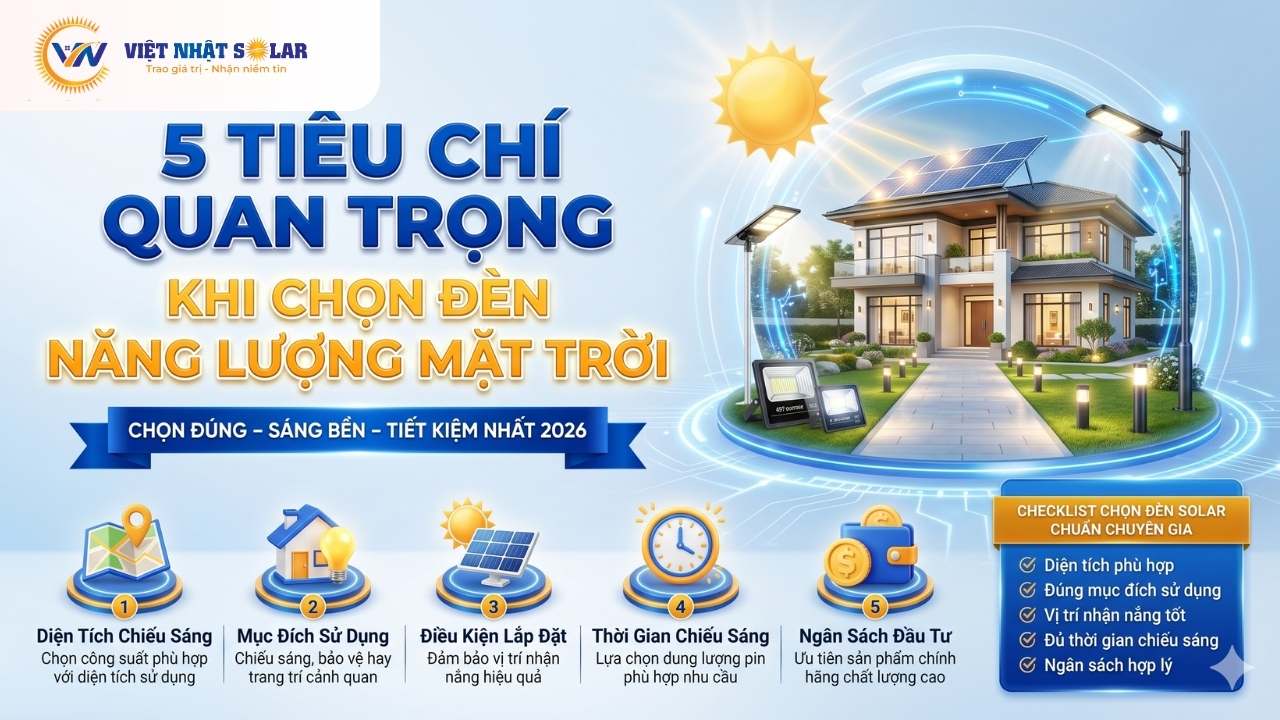 Cách Chọn Đèn Năng Lượng Mặt Trời Phù Hợp Nhất 2026 8 5 Tiêu Chí Quan Trọng Khi Chọn Đèn Năng Lượng Mặt Trời