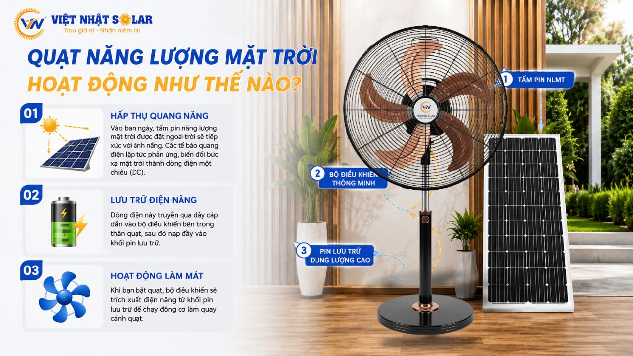 Quạt Năng Lượng Mặt Trời Là Gì? Có Nên Mua Không? 8 Quạt Năng Lượng Mặt Trời Hoạt Động Như Thế Nào?